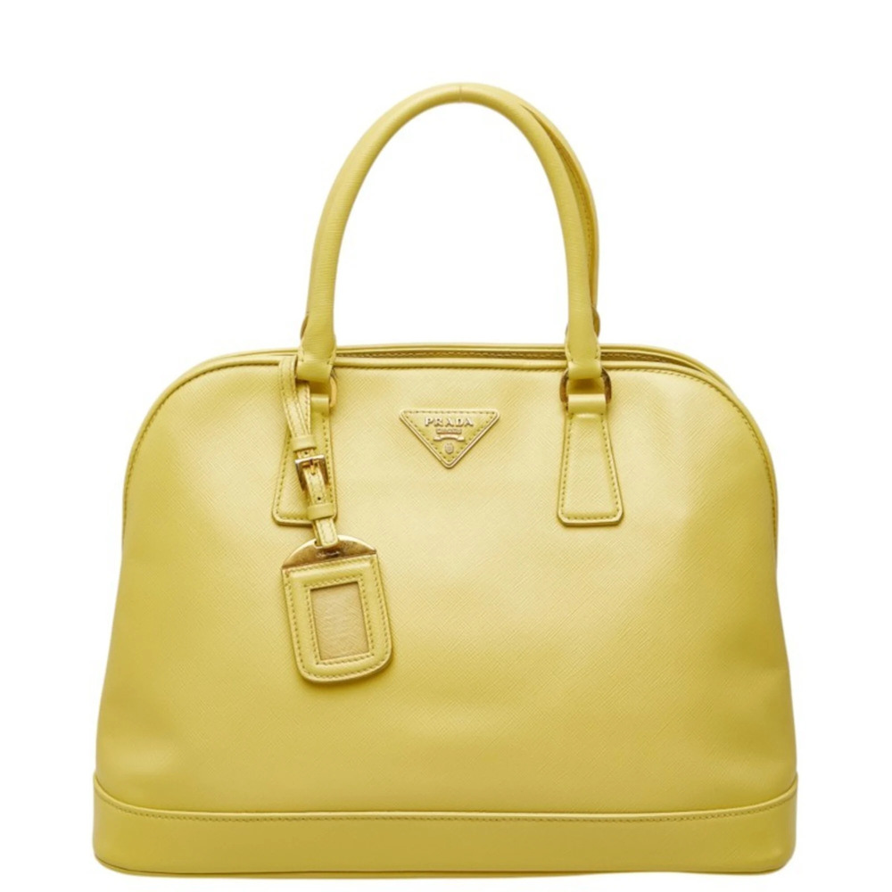Prada Saffiano Promenade Handbag, Yellow Leather, Women's.